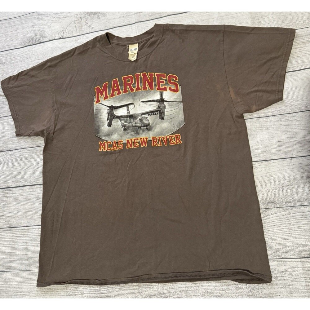 Marine Corps Air Station New River Graphic T Shirt Size XL Distressed MCAS